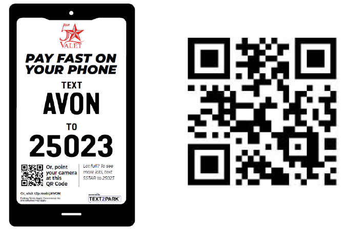 Chapel Square Parking Validation SMS intrstructions and QR Code