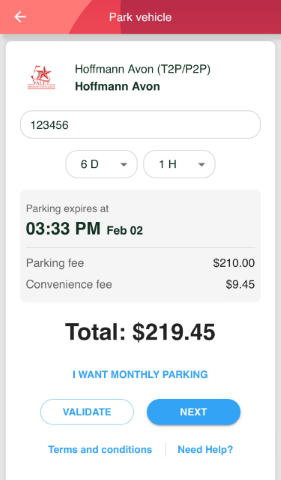 Chapel Square Parking Validation Screenshot 2