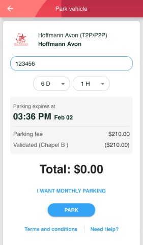 Chapel Square Parking Validation Screenshot 6